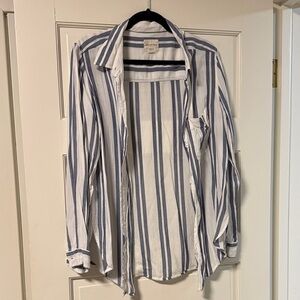 American Eagle Oversized Striped Button Down Blouse Size S